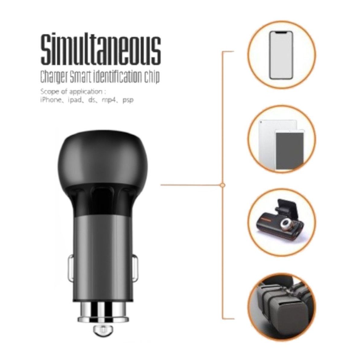 LDNIO - Cargador Metálico de Celular Súper Rápido para Automóvil 36W Doble USB