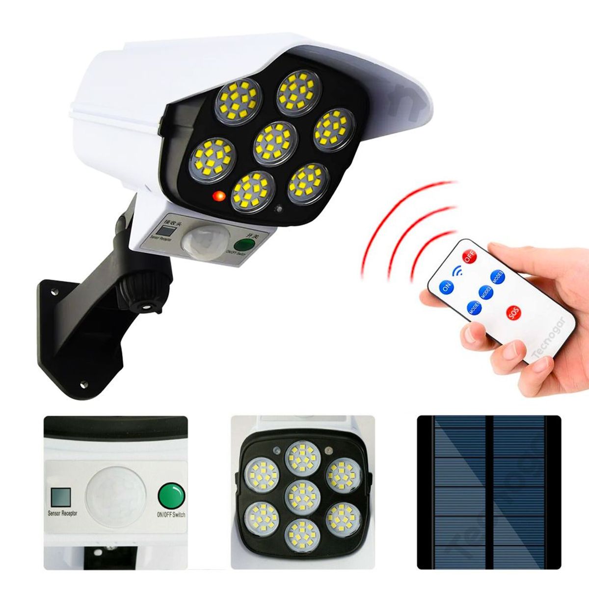 OEM - Lámpara Solar con Sensor de Movimiento Forma de Cámara de Seguridad