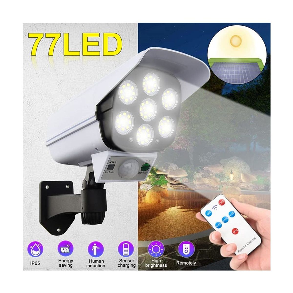 OEM - Lámpara Solar con Sensor de Movimiento Forma de Cámara de Seguridad