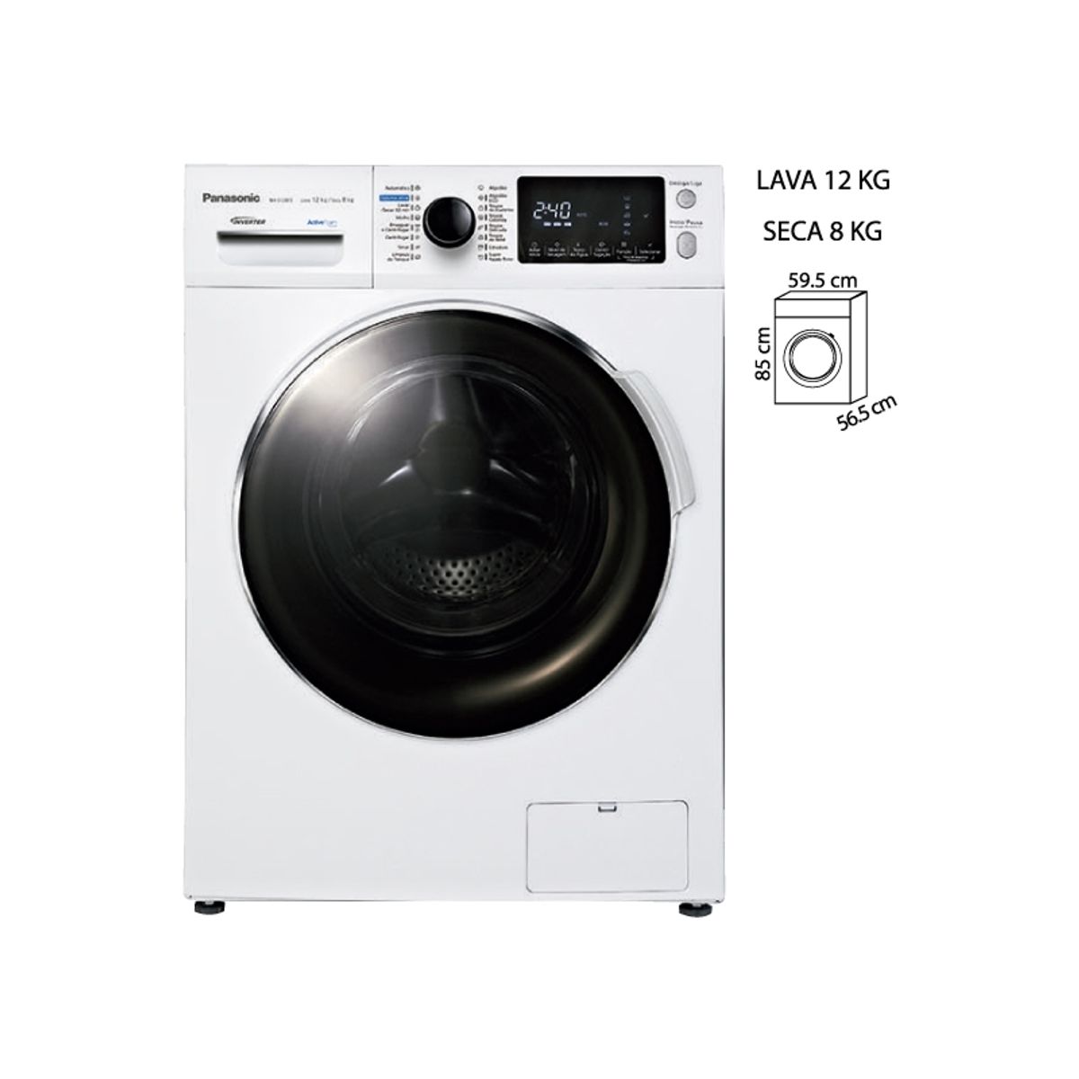 PANASONIC - Lavaseca Panasonic de 12 Kilos con Carga Frontal NA-S128F2WPE - Color Blanco