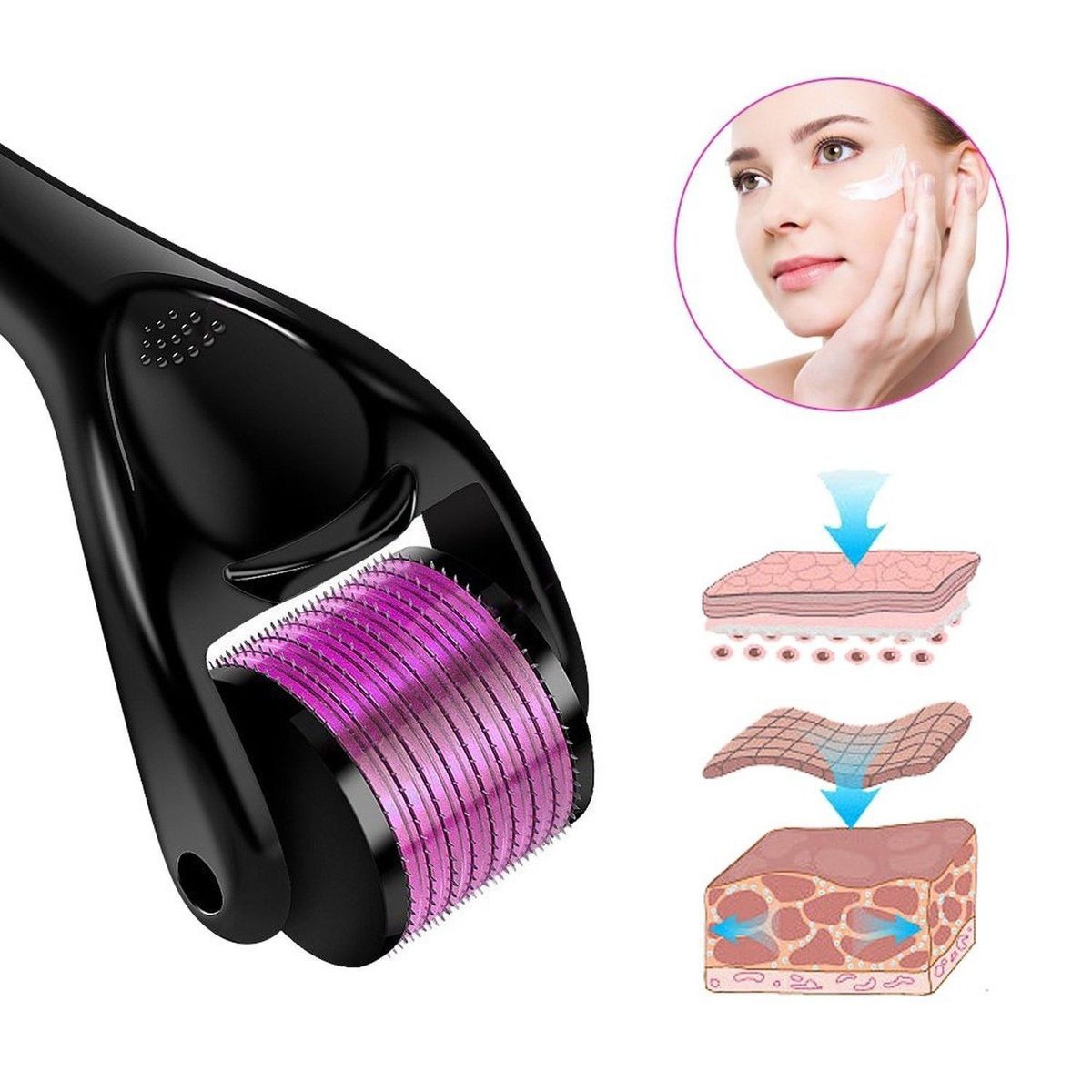 OEM - Derma Roller Rodillo de 540 Microagujas de Titanio Para la Piel