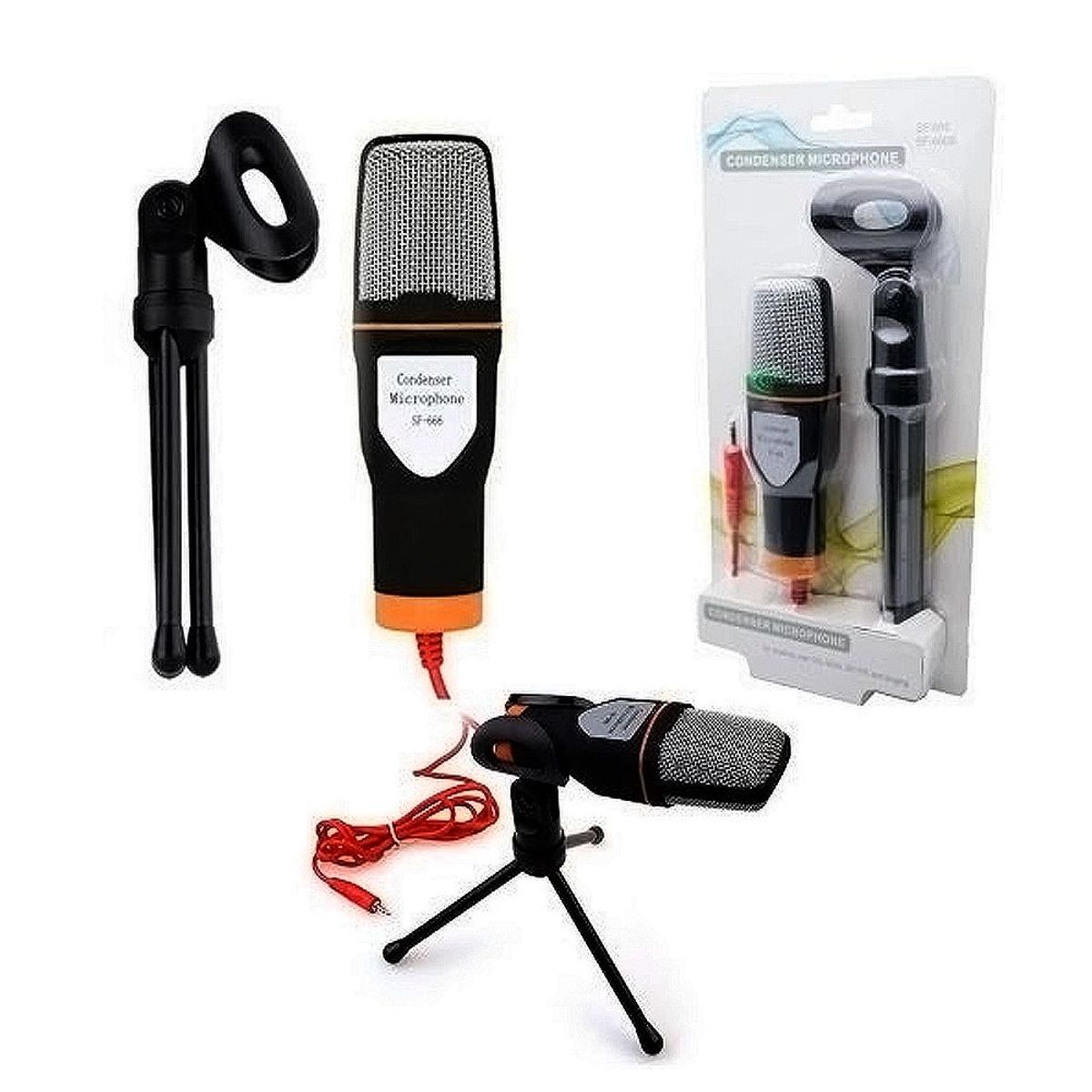 GENERICO - Micrófono Condensador para PC Notebook Grabador de 35mm  Mini Trípode