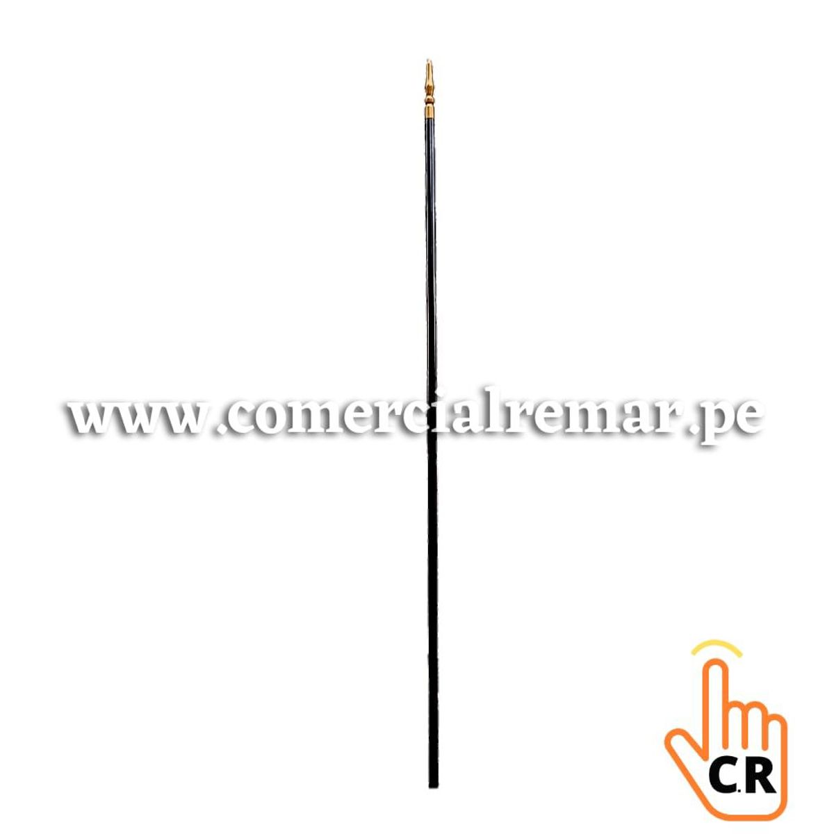 GENERICO - Asta 215cm Calidad A1 Negra de Madera Tornillo para Estandarte Bandera