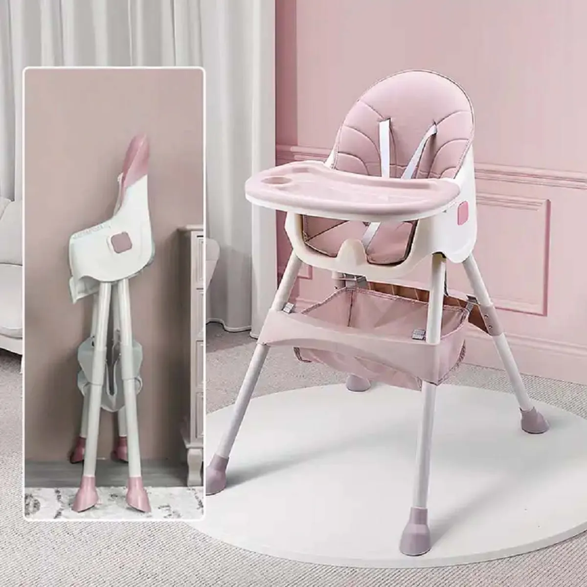 BABYKISS - SILLA DE COMER BABYKISS PLEGABLE ROSADO