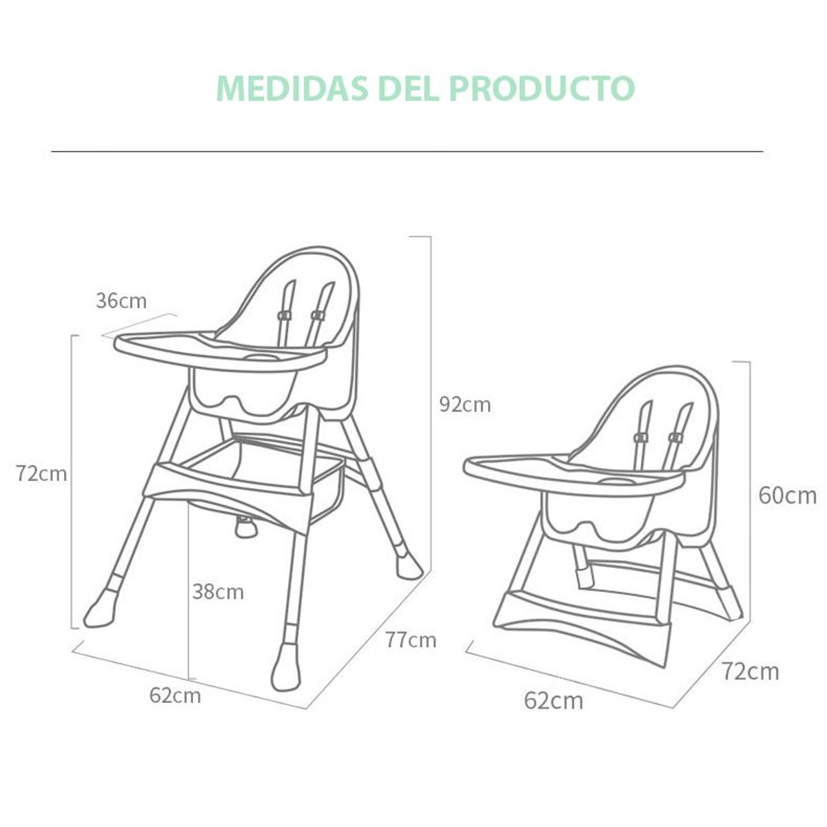 BABYKISS - SILLA DE COMER BABYKISS PLEGABLE VERDE