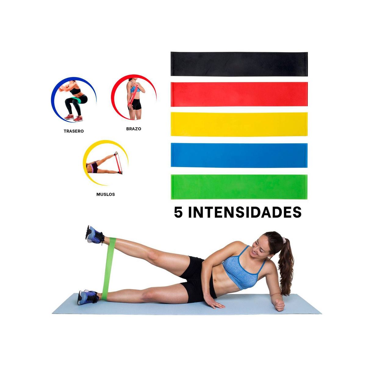 GENERICO - Set de 5 Bandas Elastica FitnesSet de 5 Bandas