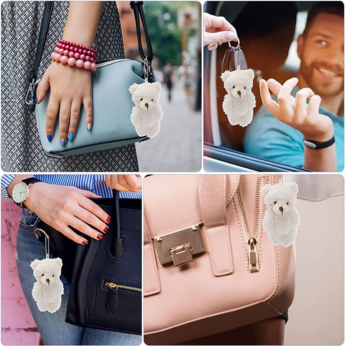 GENERICO - 2 Llaveros Oso de peluche Kawaii colgante mochila bolso