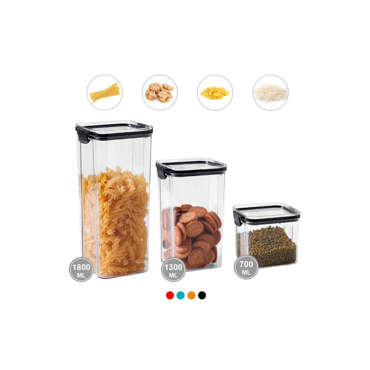 GENERICO - Combo 3 frascos contenedores herméticos tapers