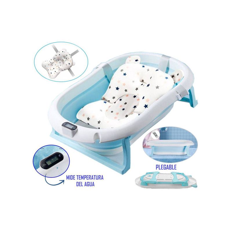 GENERICO - Bañera Tina de Baño con Termómetro Digital Azul