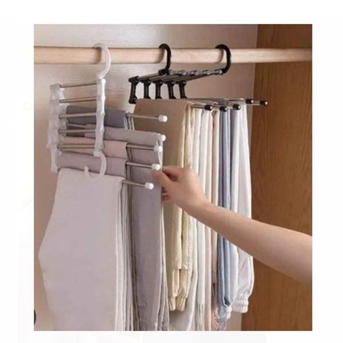 GENERICO - organizador pantalones plegable armario acero 5 en 1 Blanco