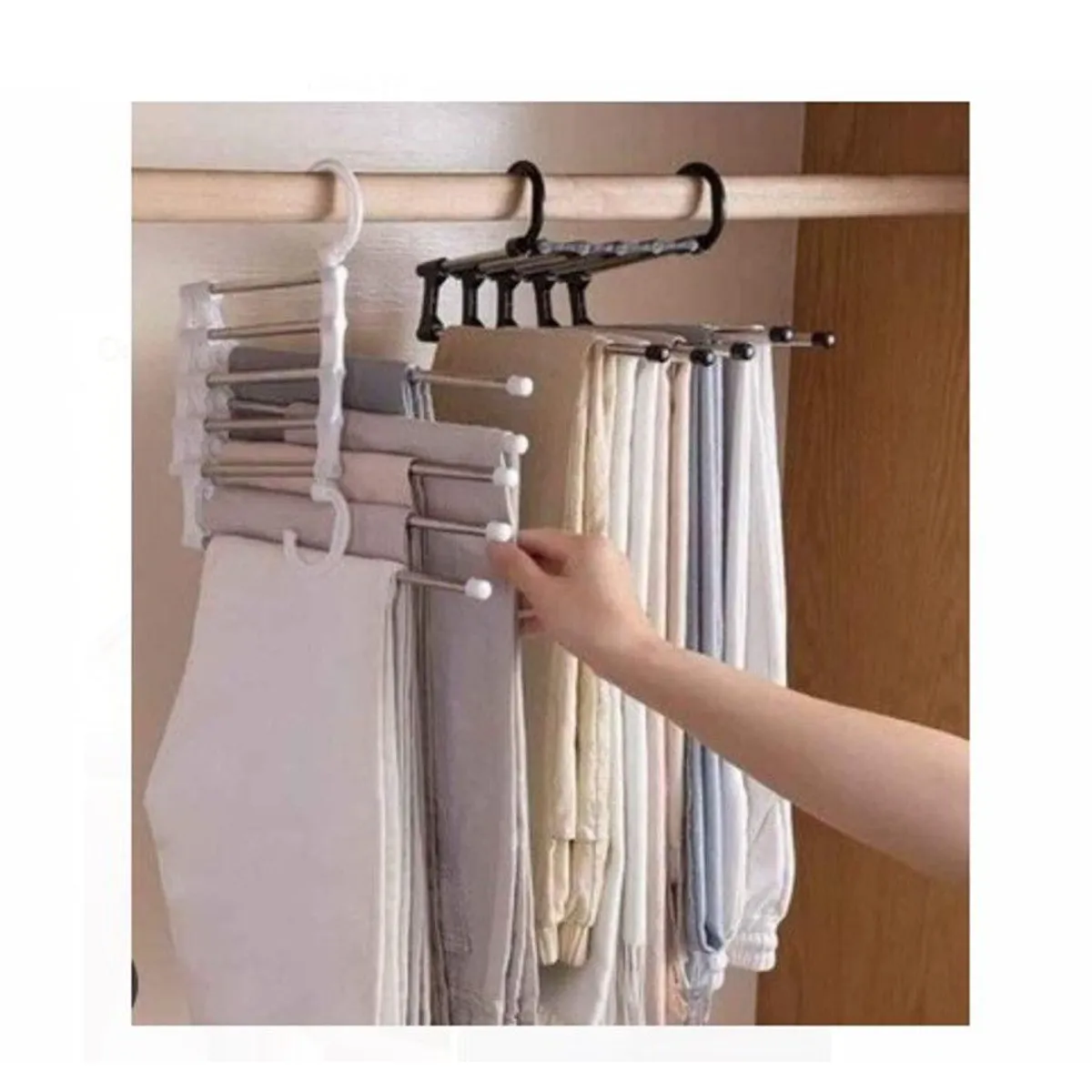 GENERICO - organizador pantalones plegable armario acero 5 en 1 Blanco