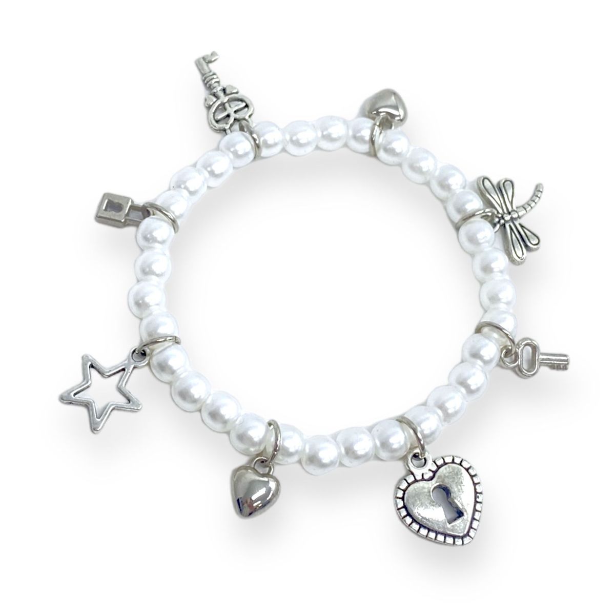 MANYA - Pulsera De Perlas 8 Dijes de Mujer - Manya