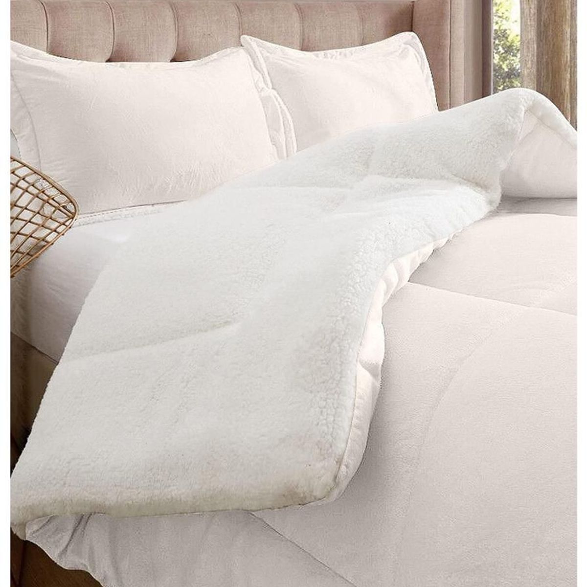 TEFI HOME - Edredón Sherpa Hueso QUEEN