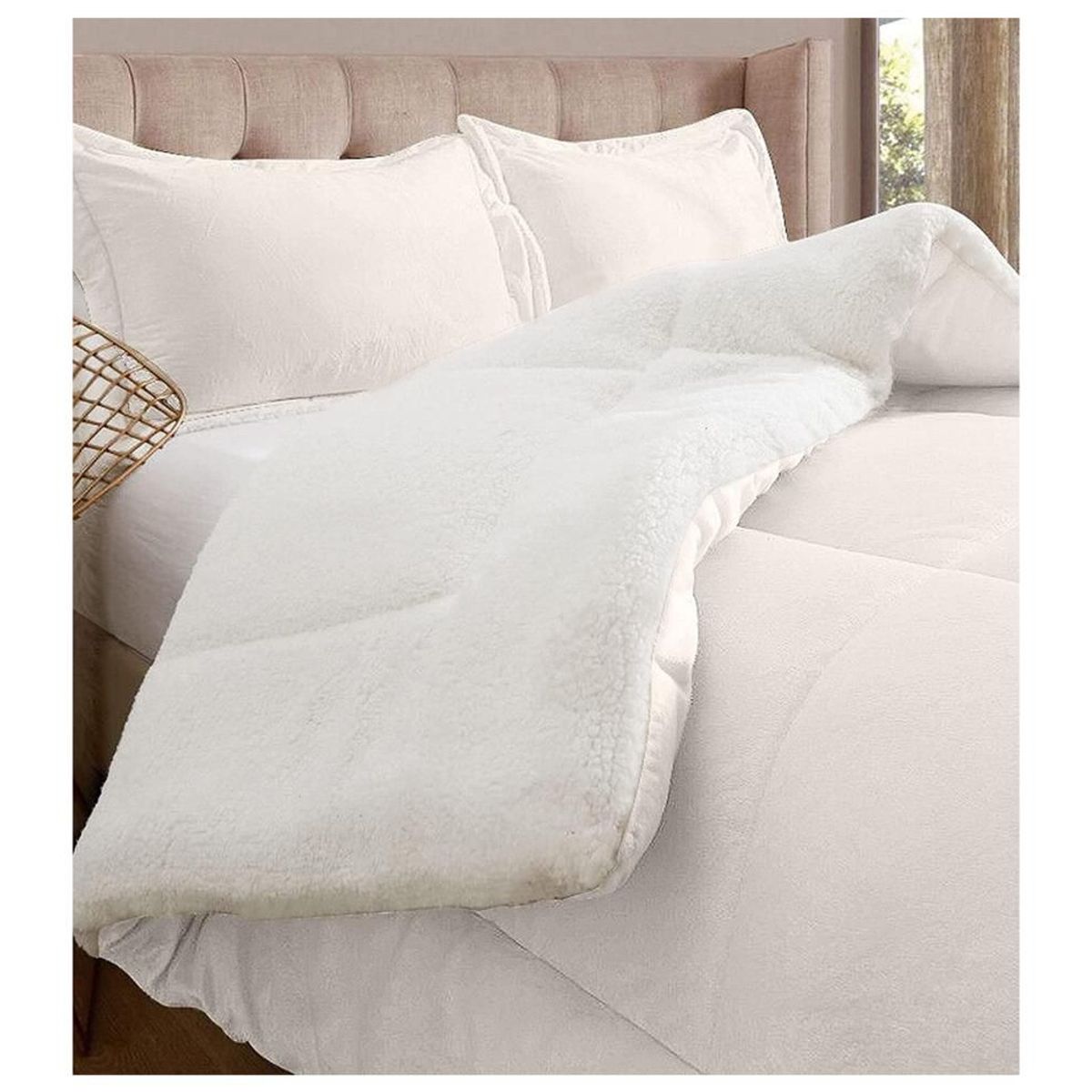 TEFI HOME - Edredón Sherpa Hueso QUEEN