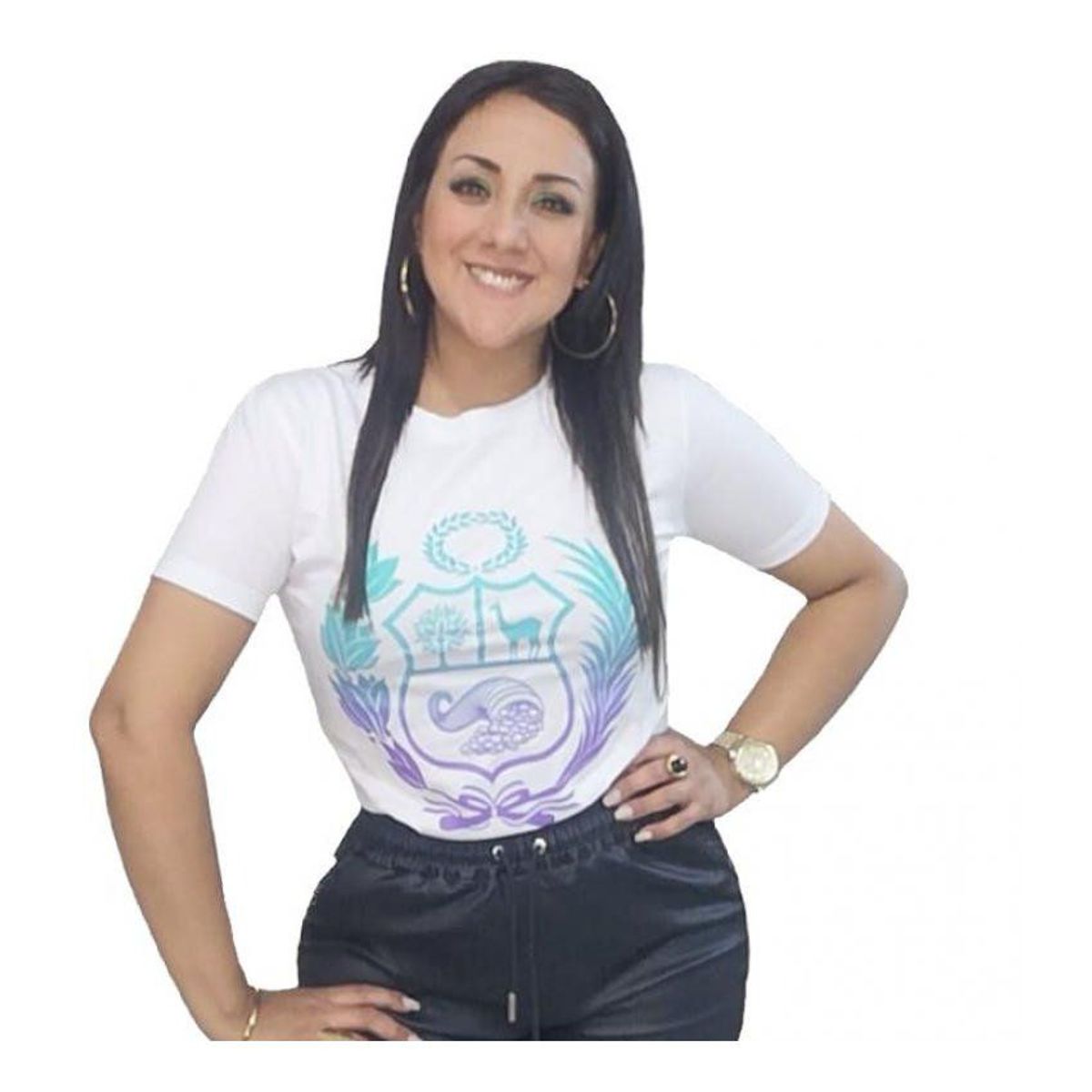 GENERICO - Polo mujer Escudo Nacional colores - Blanco