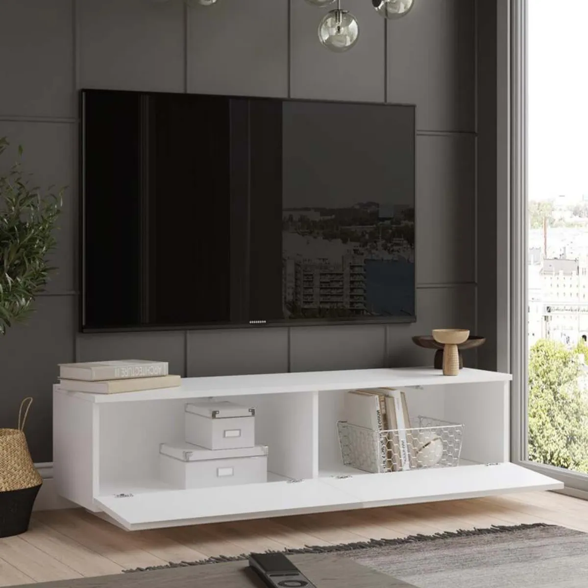 VENTITAS HOME - Mesa de TV 75 Montecarlo Ventitas Perú Blanco