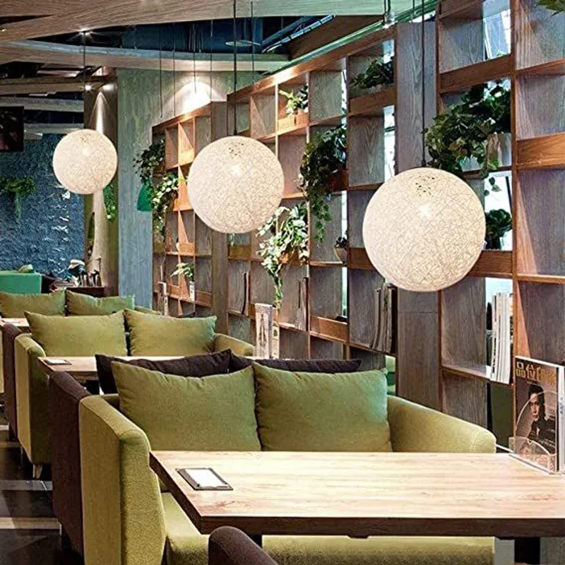 GENERICO - Lámpara colgante hilo de ratán en forma de bola Incluye foco