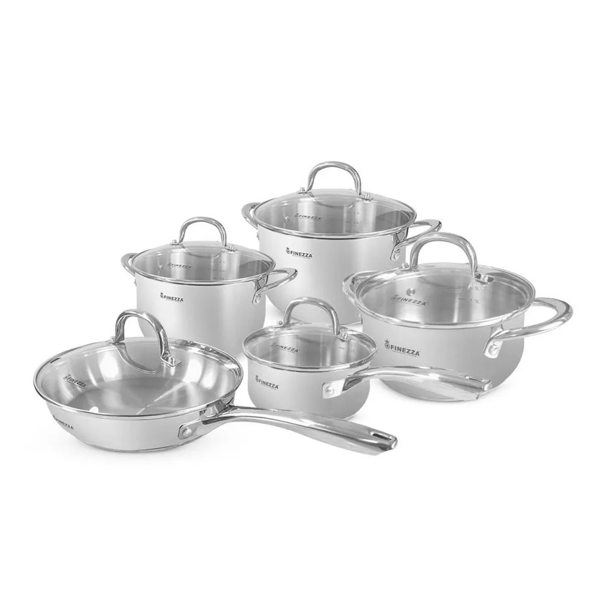 FINEZZA - Juego de Ollas 10 Piezas Acero Inoxidable - Finezza