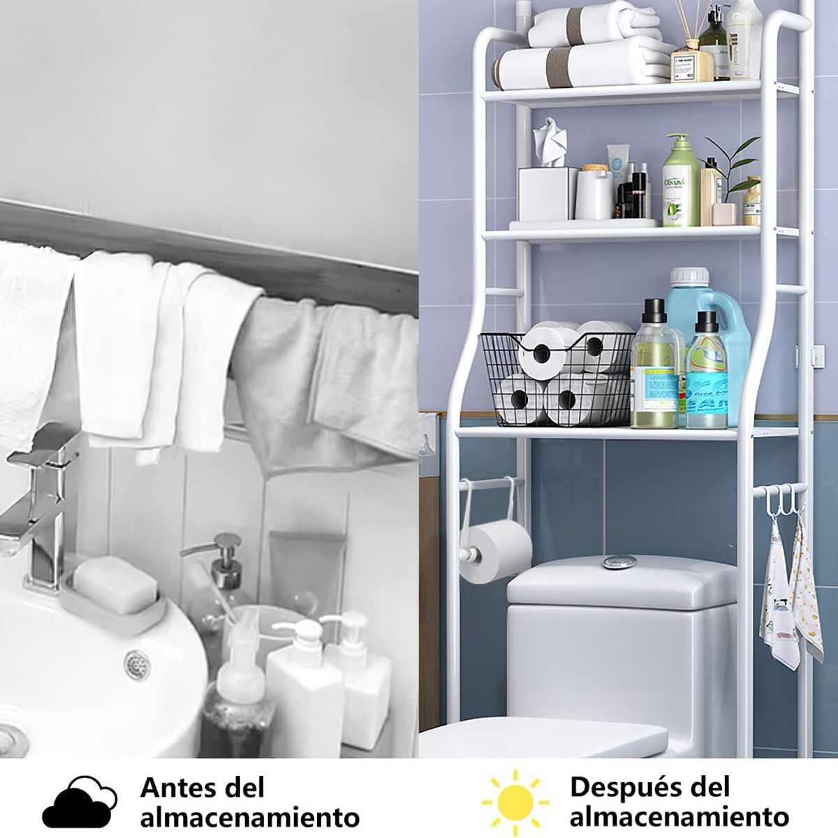 OEM - Organizador Sobre inodoro de 3 Niveles de estantes