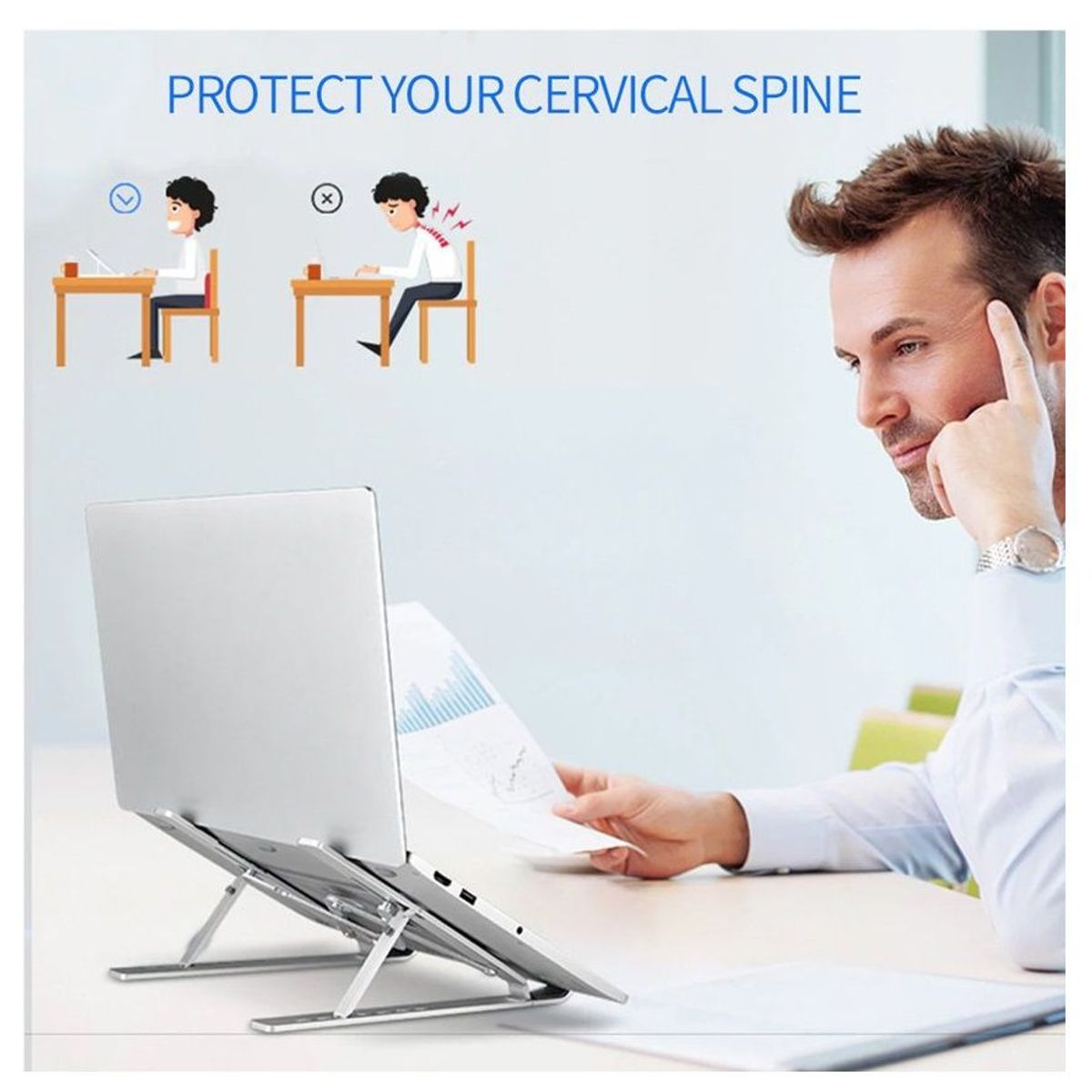 GENERICO - Base Soporte Aluminio Laptop Notebook MacBook Tabletas ajustable