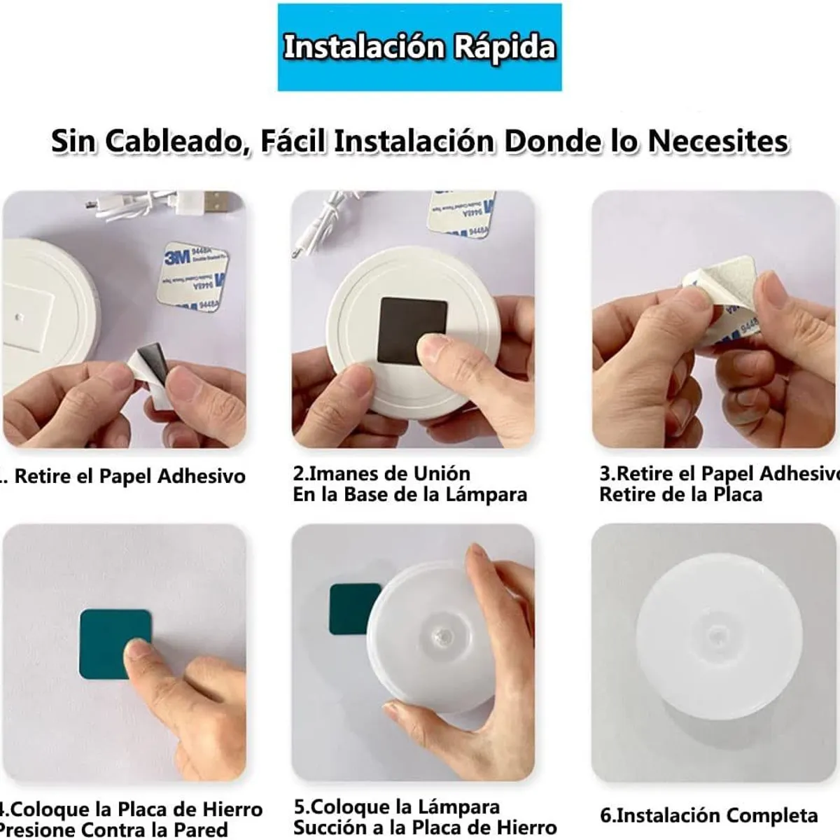 OEM - Luces con Sensor de Movimiento Recargable por USB Con Imán 3PCS