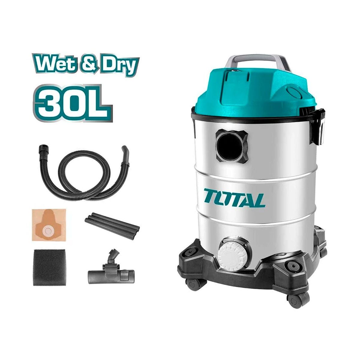 TOTAL TOOLS - ASPIRADORA 1300W 30 LITROS POLVO AGUA TOTAL TANQUE METÁLICO - TVC13301