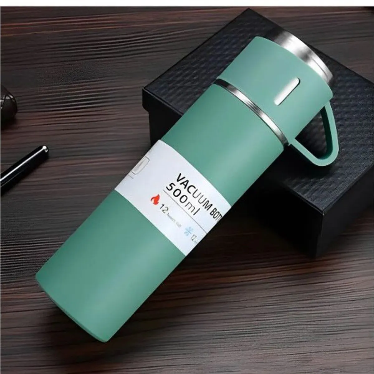 GENERICO - Termo 500 ml  verde de Calidad  de acero inoxidable