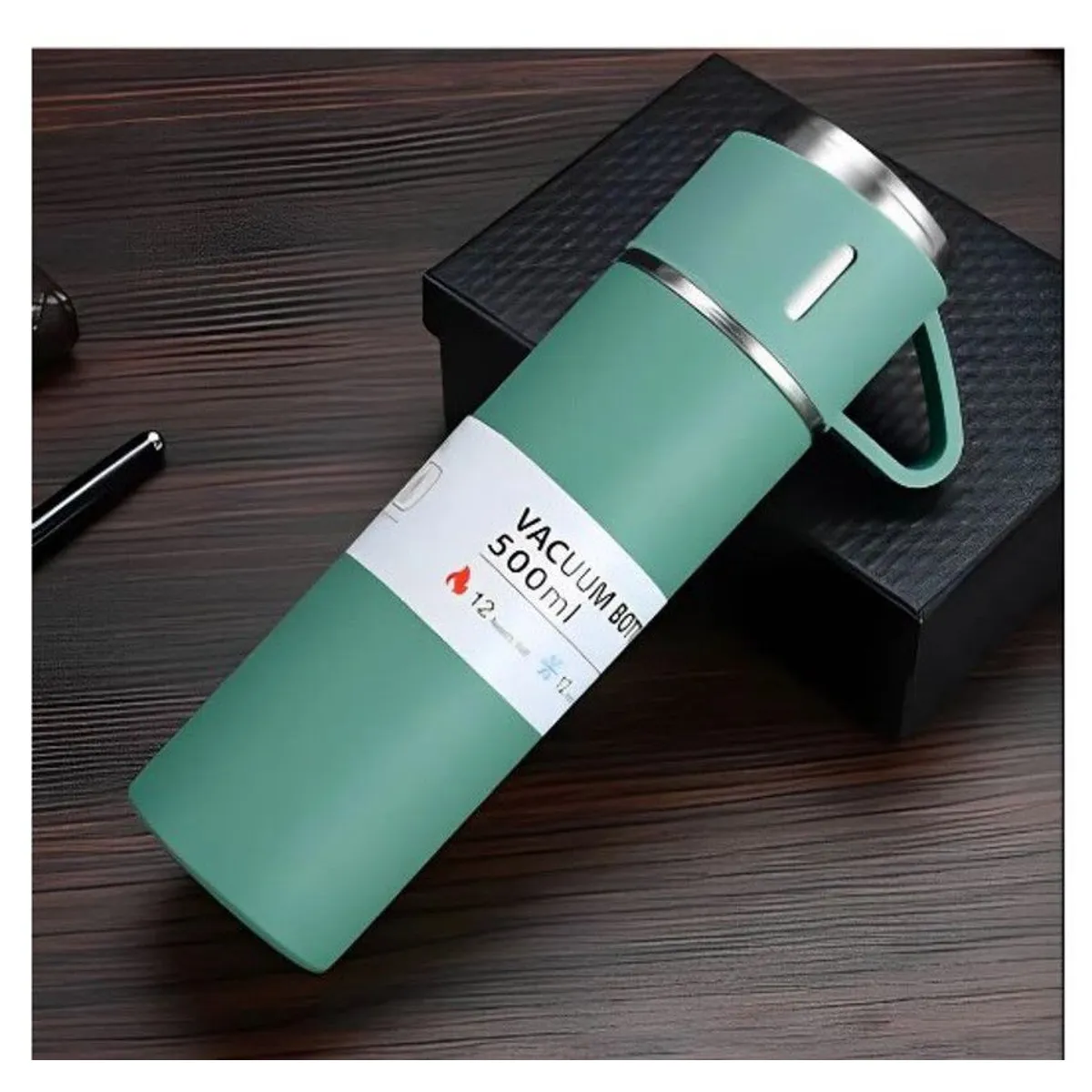 GENERICO - Termo 500 ml  verde de Calidad  de acero inoxidable