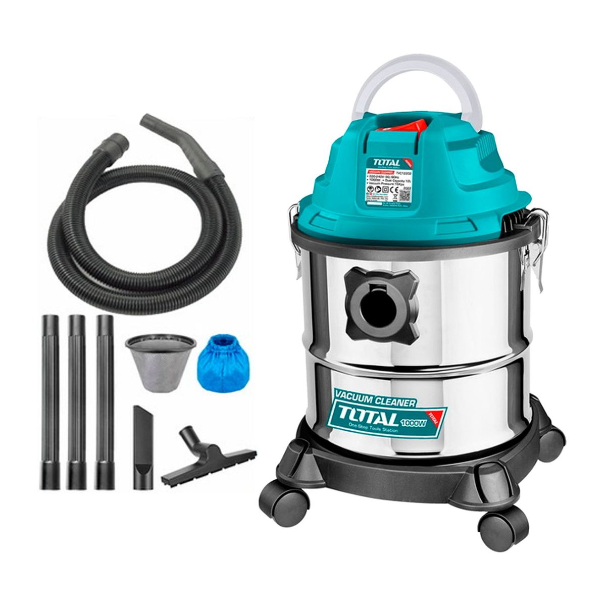 TOTAL TOOLS - ASPIRADORA 12L SUPER SELECT 1000W SECO HÚMEDO LIMPIEZA - TVC12202