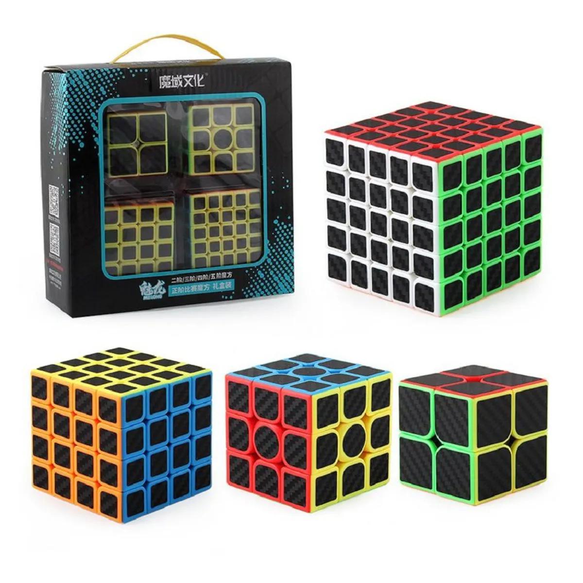 MOYU - Set Cubo Rubix Profesional Bicolor Moyu 2x2 3x3 4x4 y 5x5