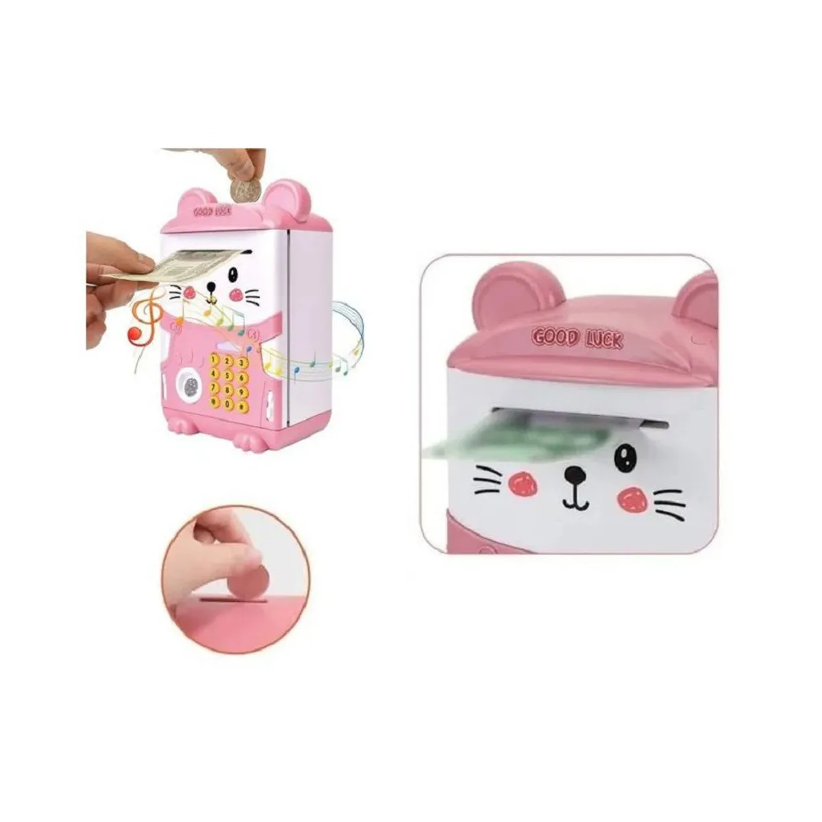 GENERICO - Alcancía Electrónica de Monedas y Billetes para Niños-Rosado