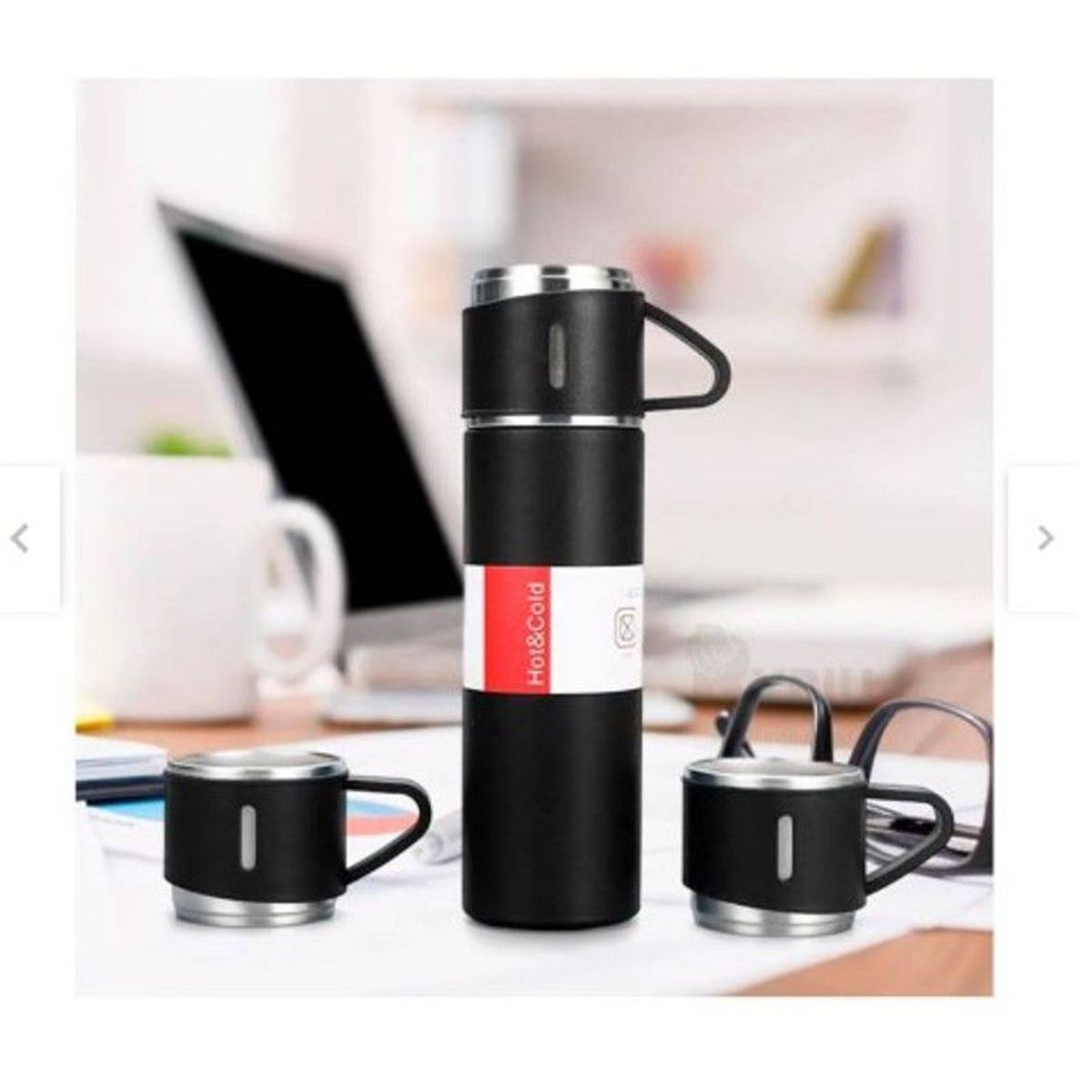 GENERICO - Termo 500 ml acero +3 tazas+Caja de presentación y bolsa