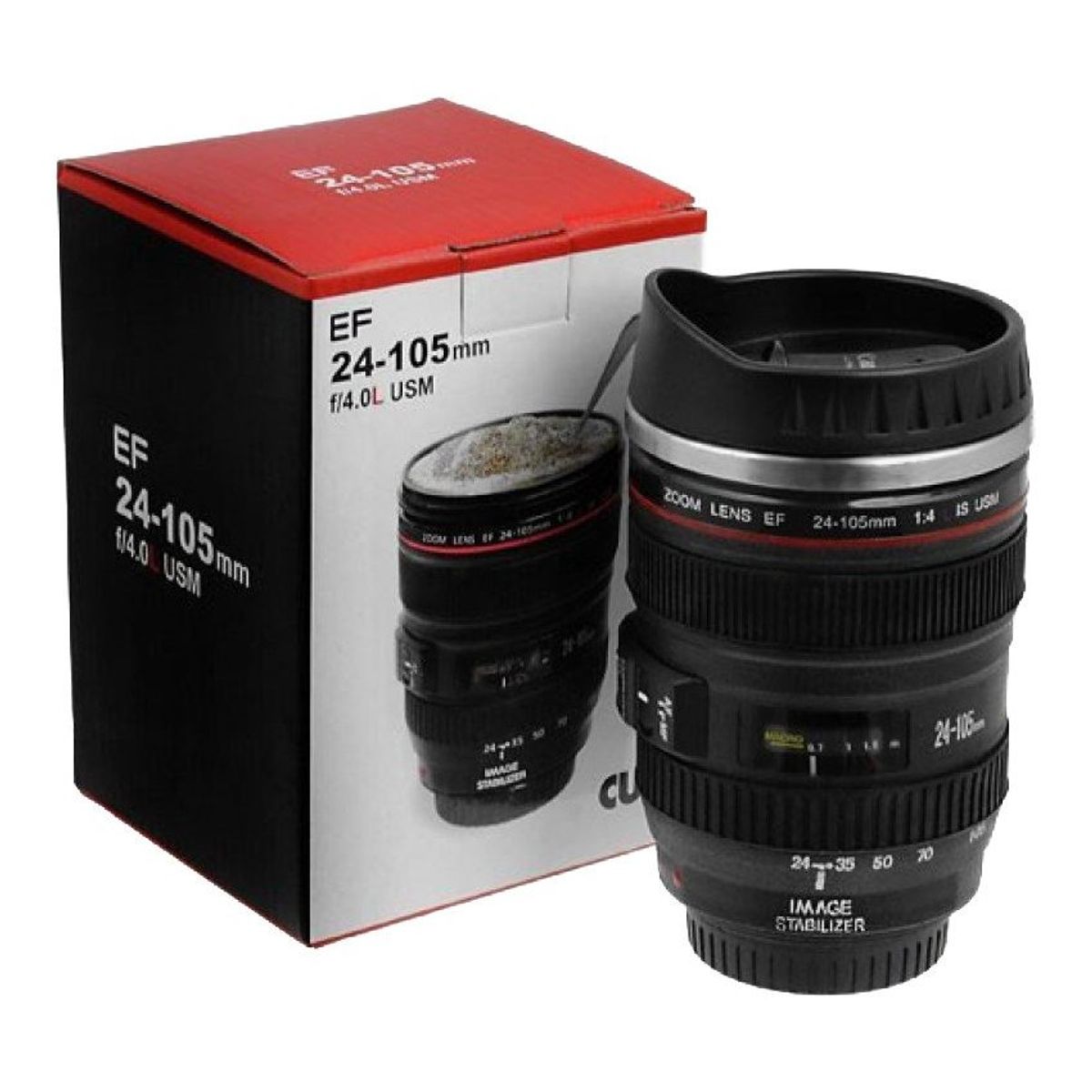 GENERICO - Taza hermética mug diseño lente de cámara - negro