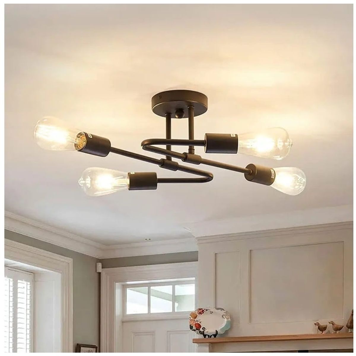 GENERICO - Lámpara colgante modelo araña z negro - Incluye 4 focos