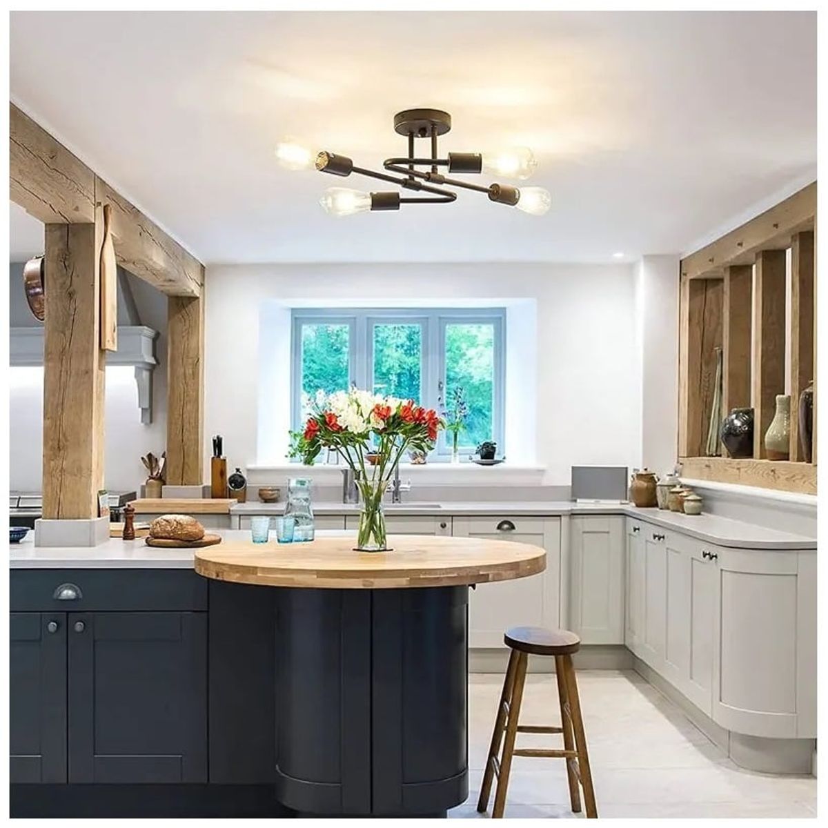 GENERICO - Lámpara colgante modelo araña z negro - Incluye 4 focos