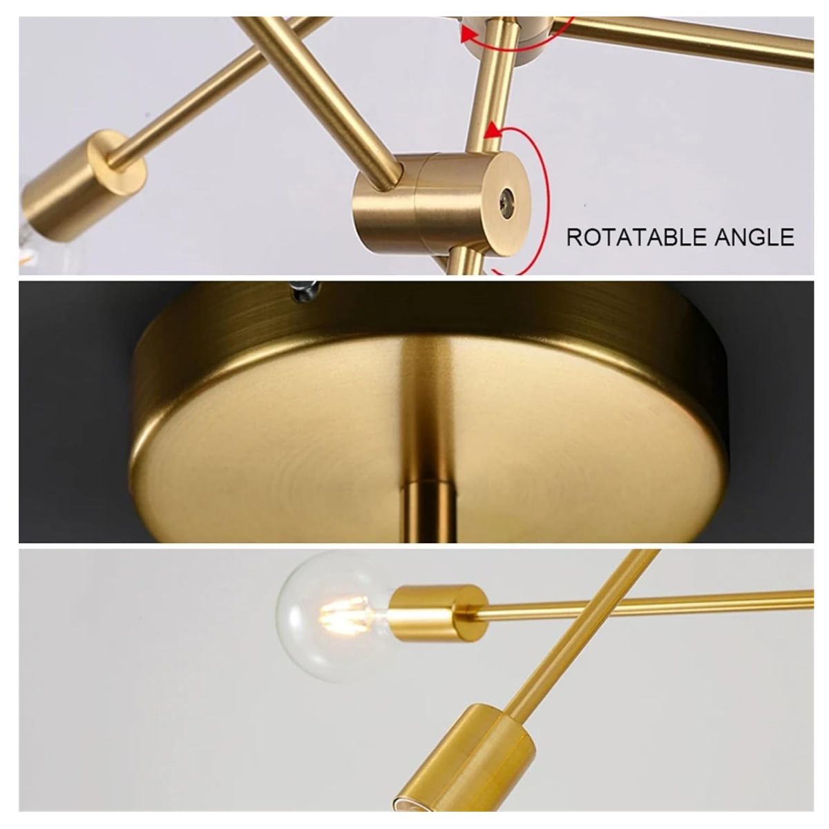 GENERICO - Lámpara colgante araña dorado - Incluye 6 focos