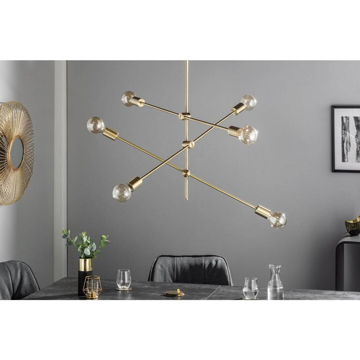 GENERICO - Lámpara colgante modelo araña color dorado - Incluye 6 focos