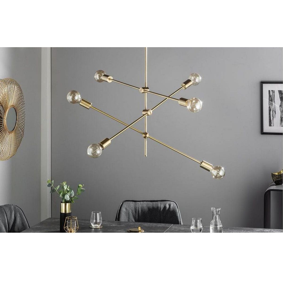 GENERICO - Lámpara colgante modelo araña color dorado - Incluye 6 focos