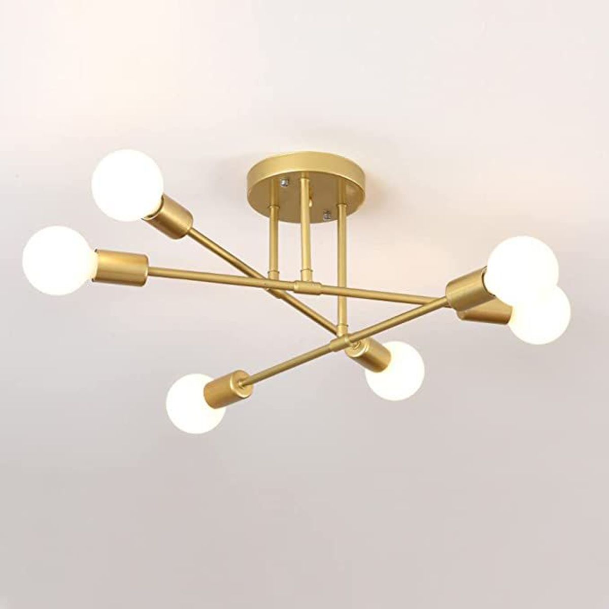 GENERICO - Lámpara colgante modelo araña color dorado - Incluye seis bombillas