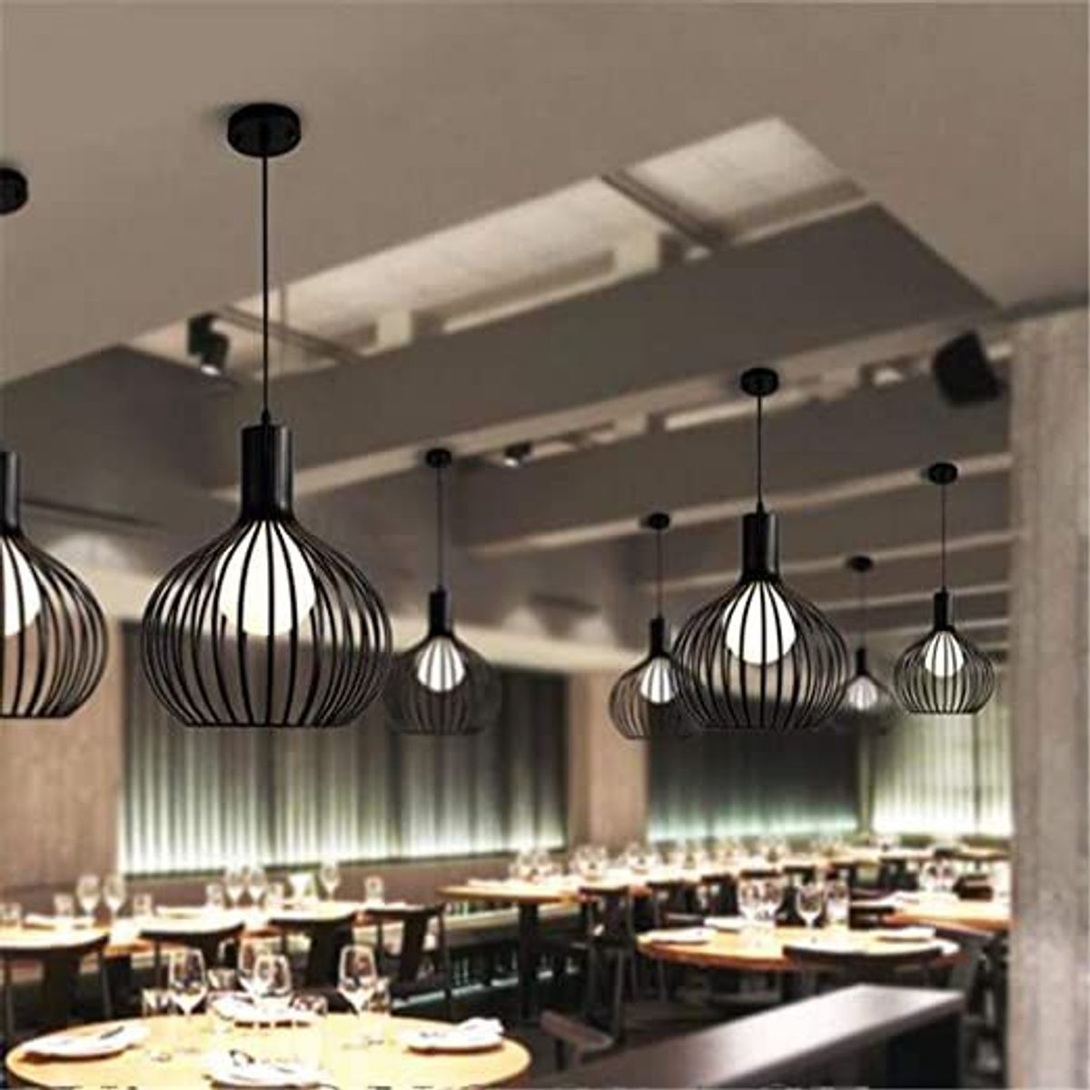 GENERICO - Lámpara colgante de techo de metal color negro.