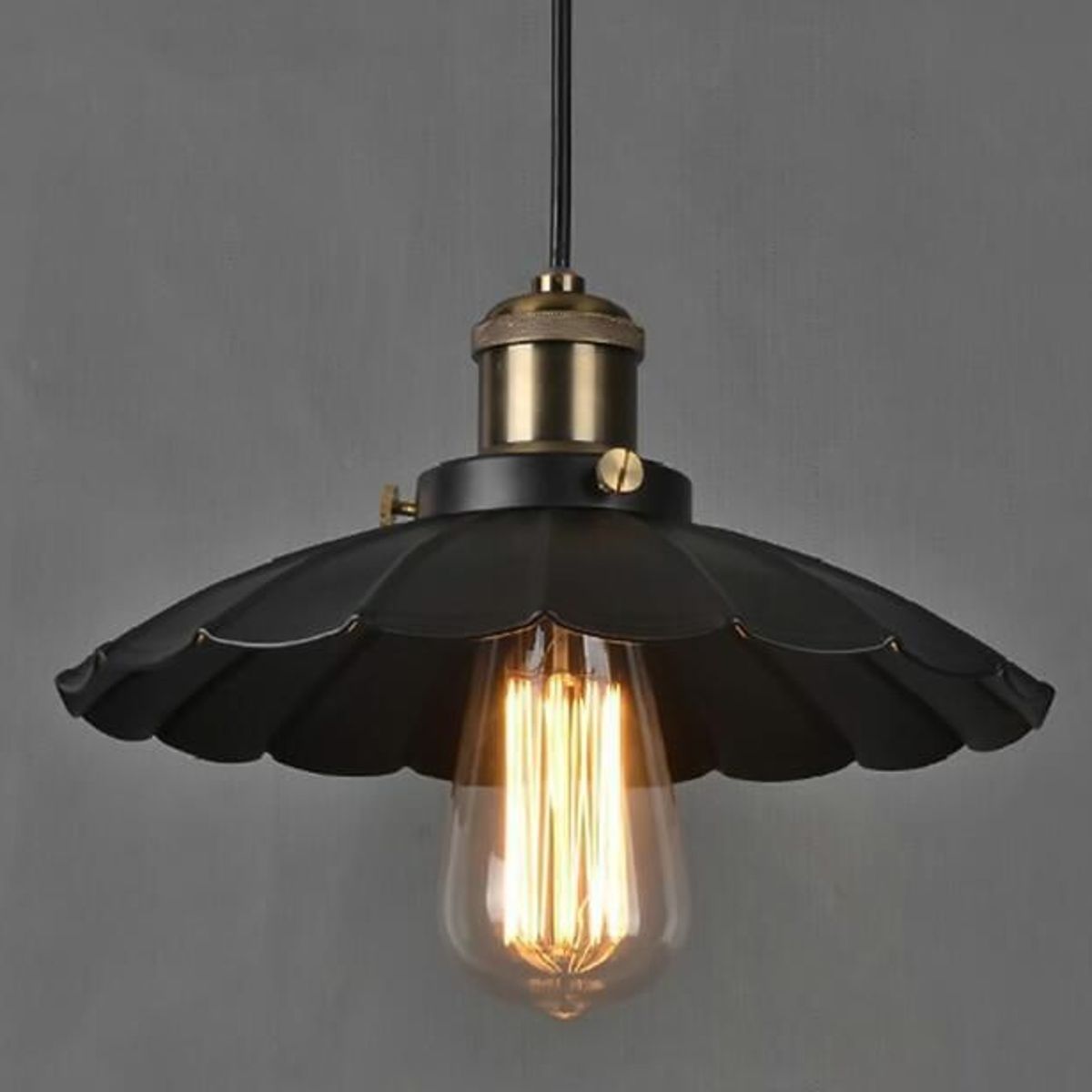 GENERICO - Lámpara colgante modelo flor platillo color negro