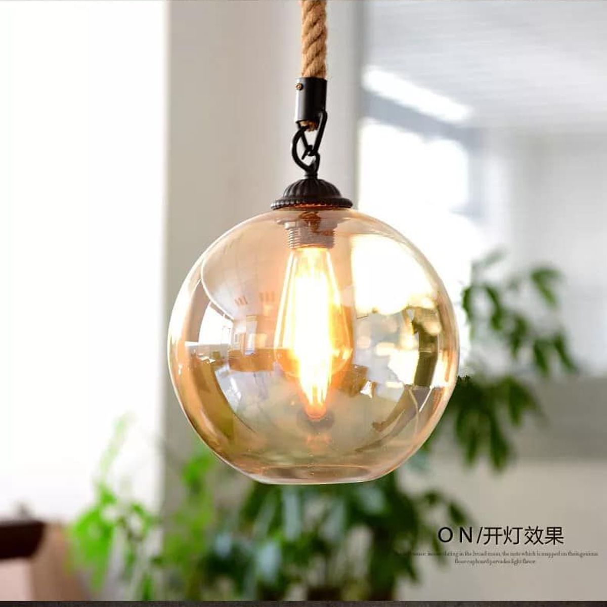 GENERICO - Lámpara colgante de vidrio redondo