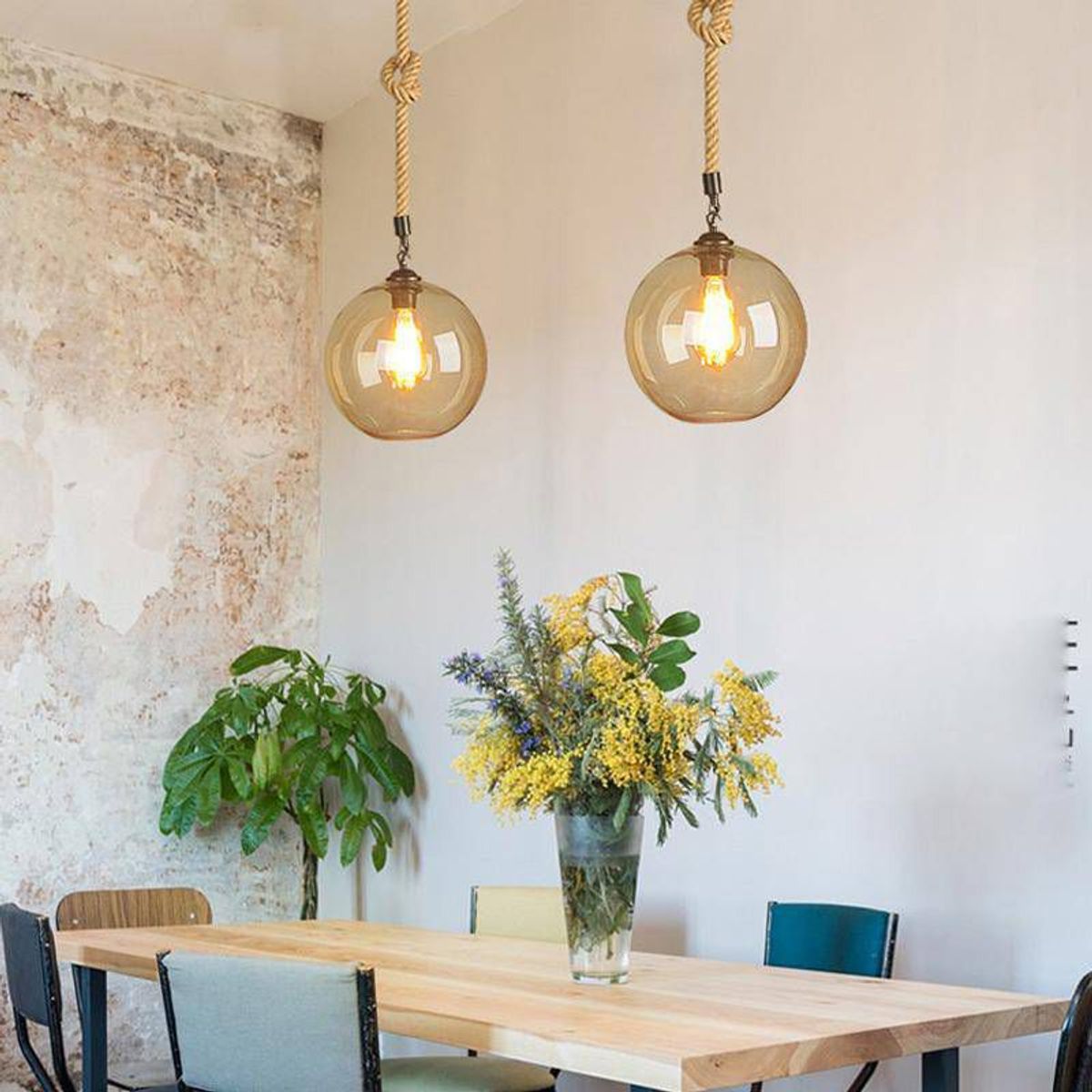 GENERICO - Lámpara colgante de vidrio redondo