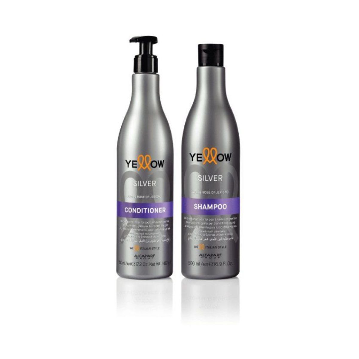 ALFAPARF MILANO - YELLOW - Pack Silver Shampoo 500 ml + Acondicionador 500 ml