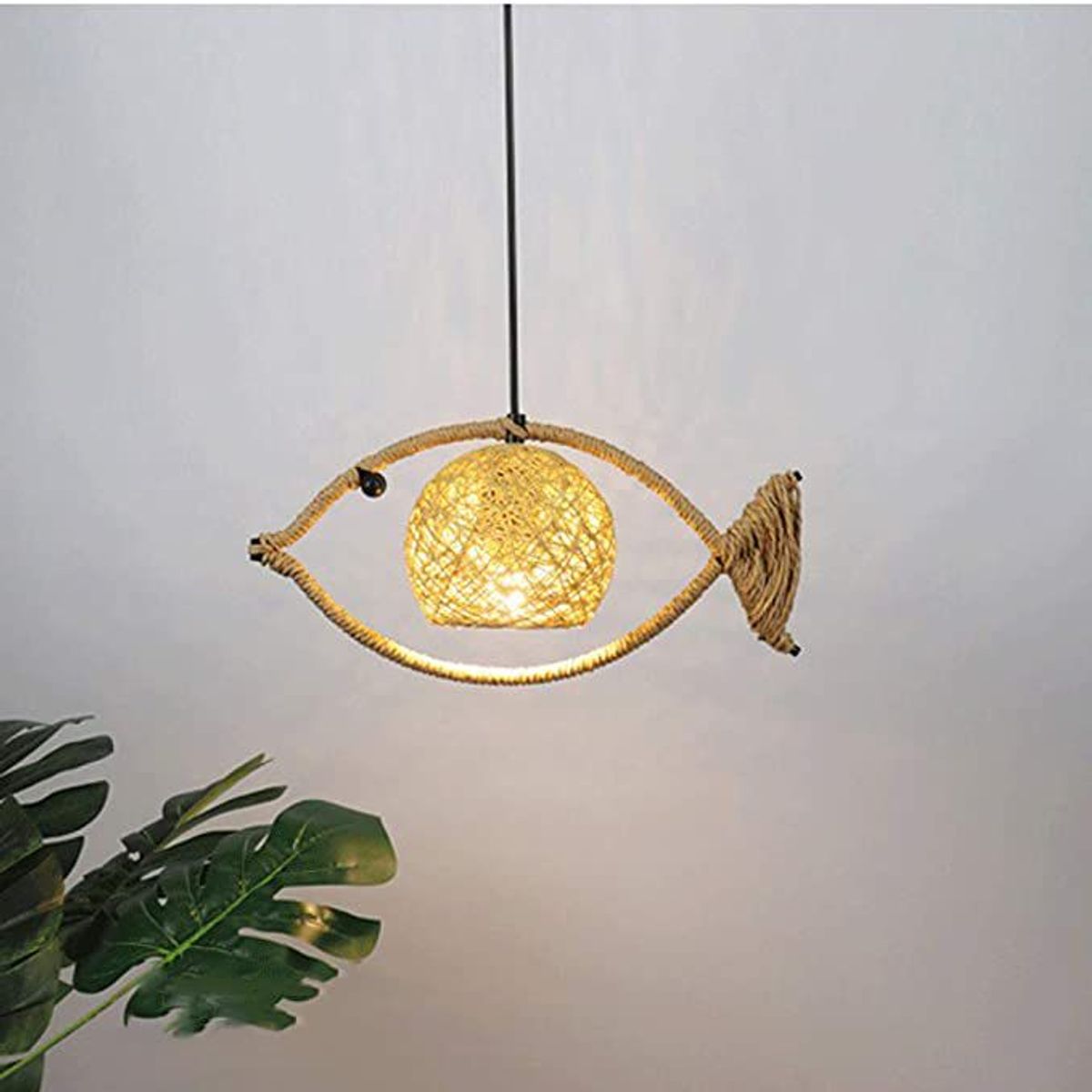 GENERICO - Lampara colgante de tejido forma de pez