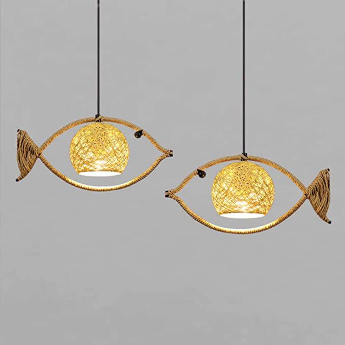 GENERICO - Lampara colgante de tejido forma de pez