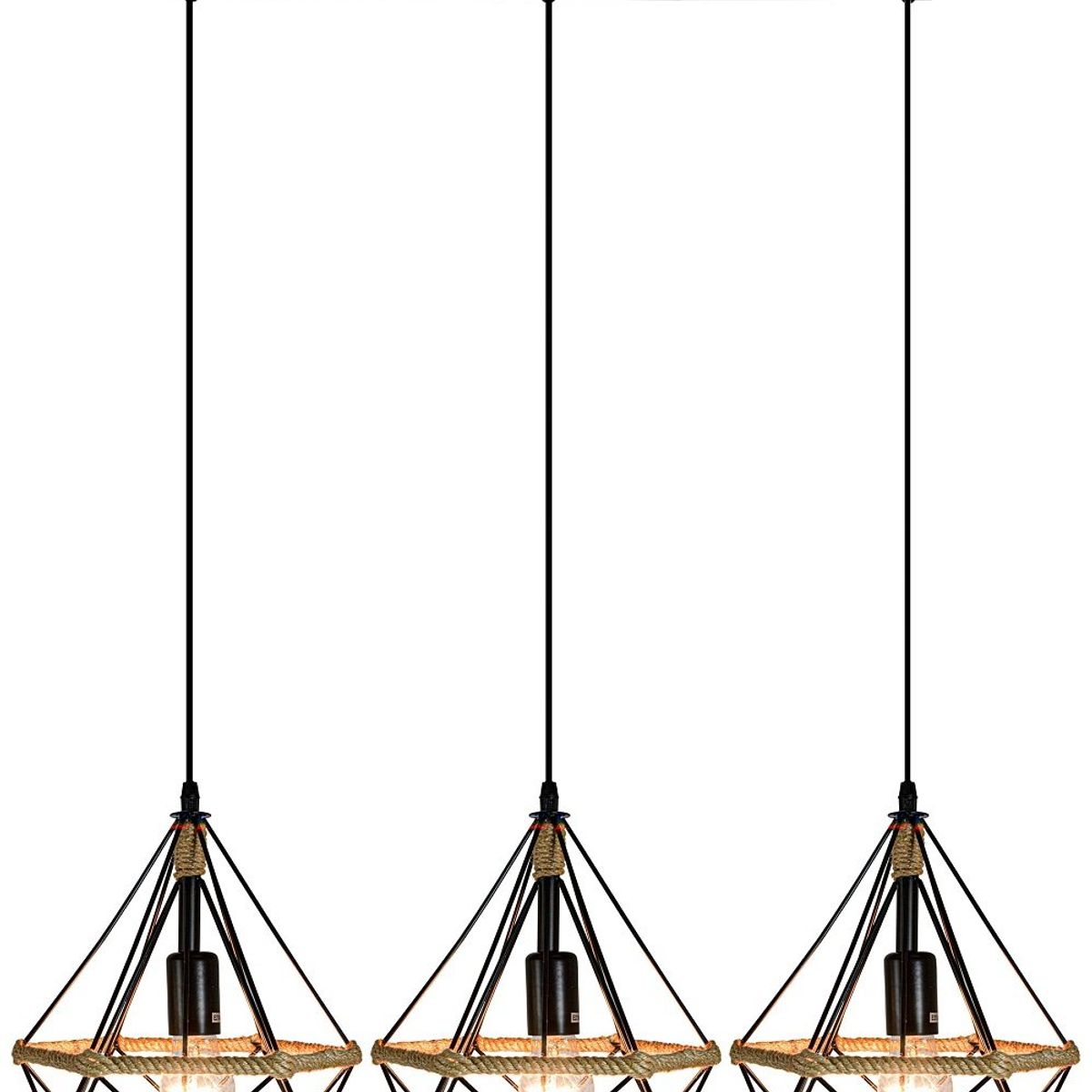 GENERICO - Lámpara colgante triangular modelo rustico incluyen focos