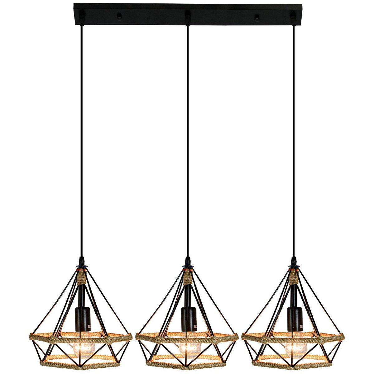 GENERICO - Lámpara colgante triangular modelo rustico incluyen focos