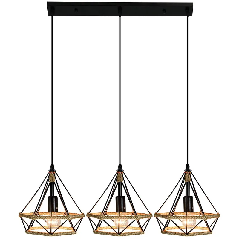 GENERICO - Lámpara colgante triangular modelo rustico incluyen focos