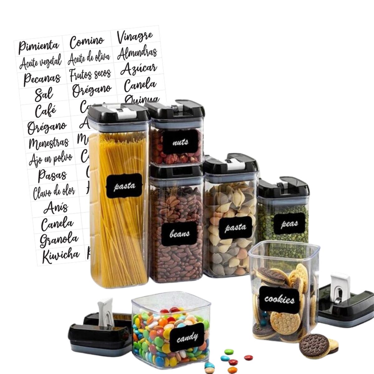 INSPIRA - Set de 7 Contenedores Frascos Herméticos y Apilables